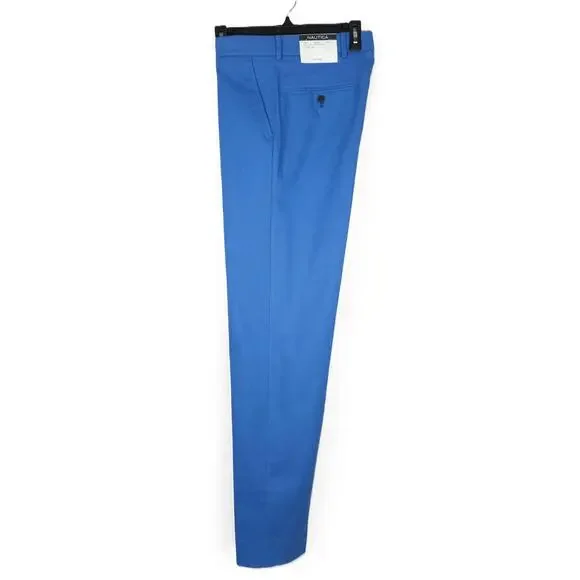Nautica Mens Modern Fit 2 Piece Suit 36R 30x32 Blue Solid Stretch Linen  Cotton